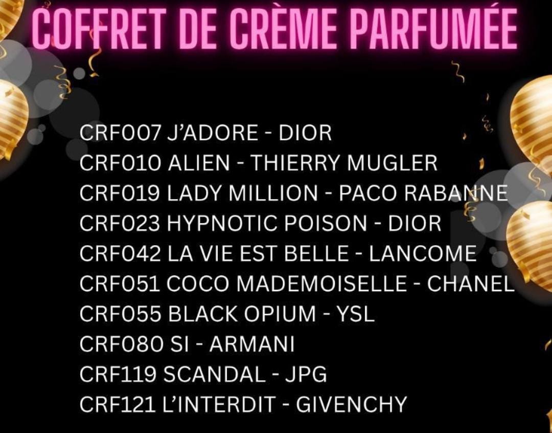 Liste crèmes parfumées