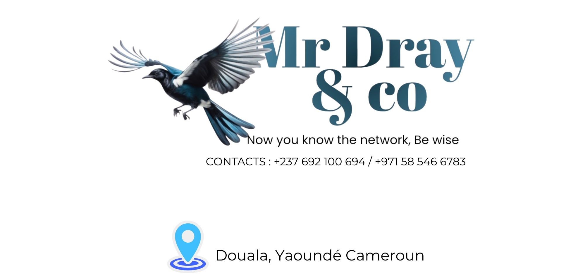 Image de couverture de la boutique Mr.Dray &Co S.A.R.L - - Boutique électronique ( Apple , Samsung , Google pixel , … ) 
- Bijouterie de luxe en or 18k,22k,24k et diamant naturel ( bague , chevalière , chaîne , bracelet … ) 
- Service d’agrandissement photo &  Conception de Tableaux artistiques 
- Coins des bons deals entre Dubaï , la Chine , le Vietnam et le Cameroun 